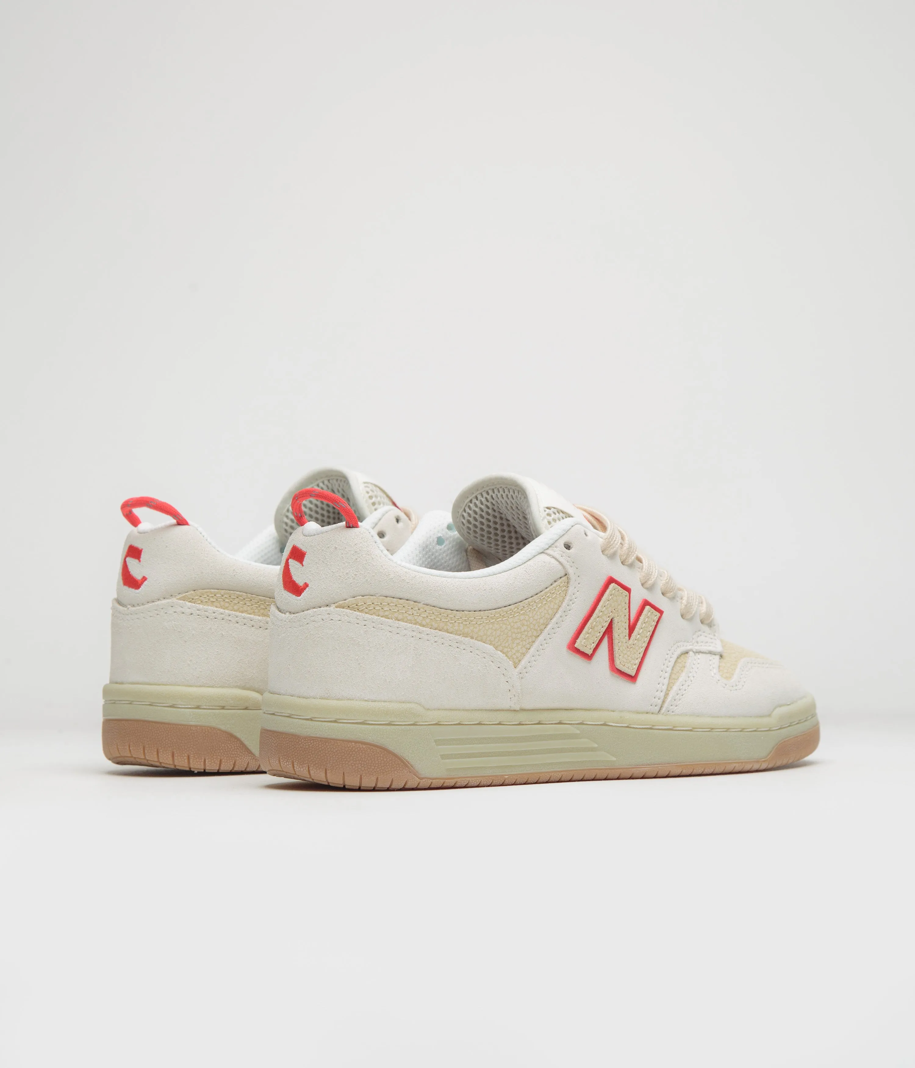 New Balance Numeric x Chocolate Skateboards 480 Shoes - Sea Salt / Red