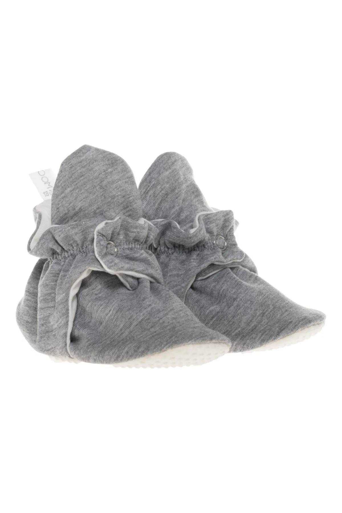 Organic Cotton Stay On Baby Booties | Non-Slip Sole | Gray | Available in 3 Sizes from 9-24 Months