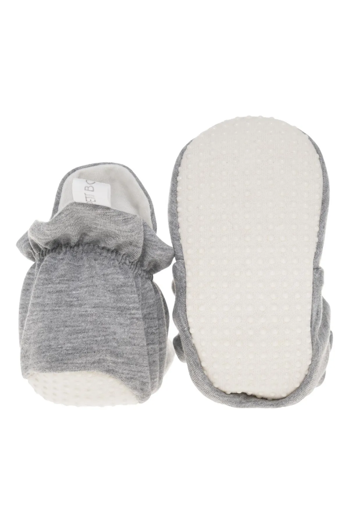 Organic Cotton Stay On Baby Booties | Non-Slip Sole | Gray | Available in 3 Sizes from 9-24 Months