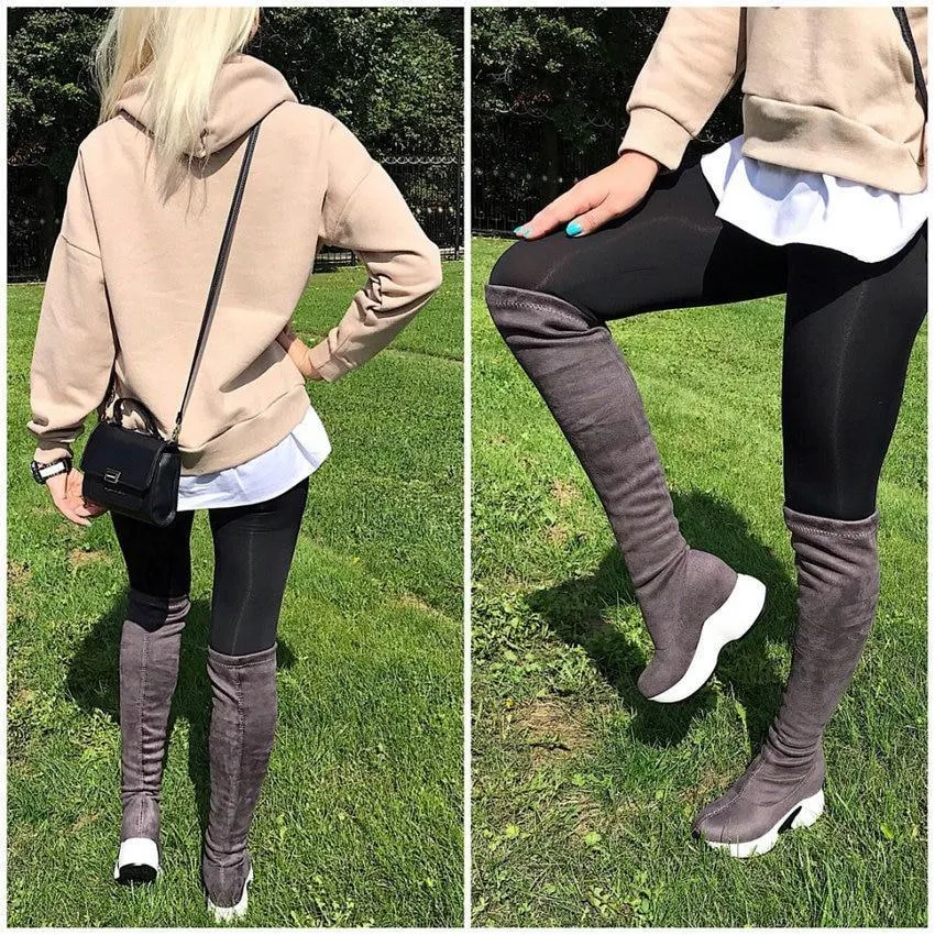 Over the Knee Winter Fabric Boots