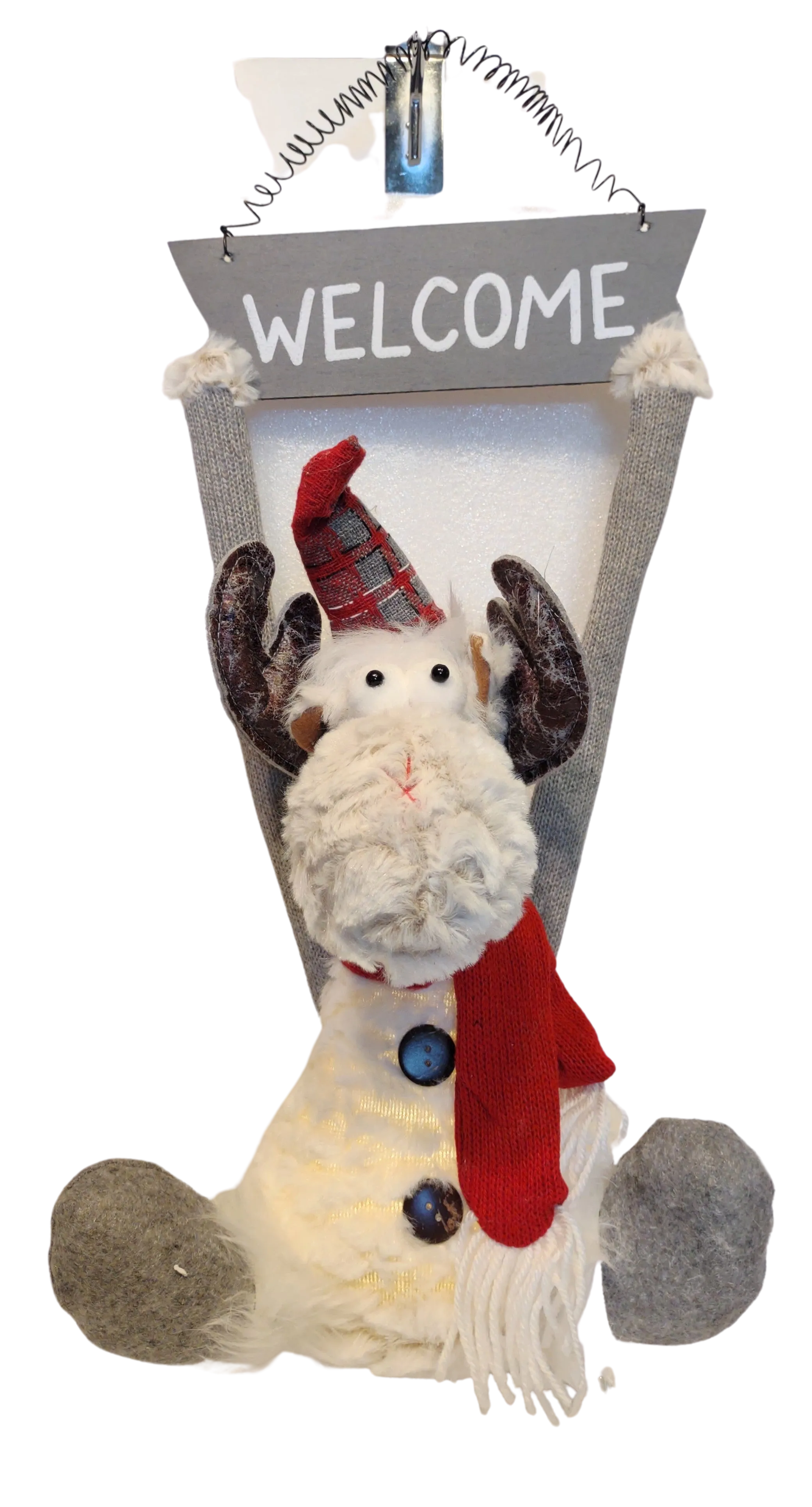 Plush Light Up Reindeer with Red Arms/Red Boots or Grey Arms/Grey Boots Holding Welcome Sign