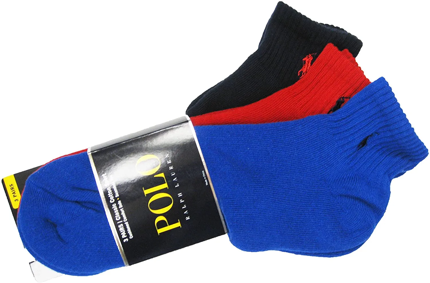 Polo Ralph Lauren Men's 3-Pack Classic Cotton Sport Quarter Socks