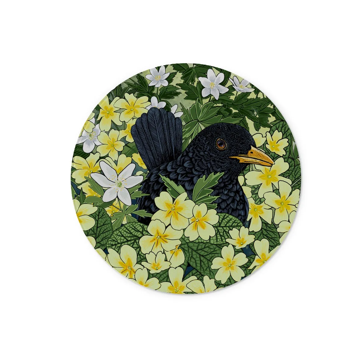 Primrose Blackbird Glass Chopping Board