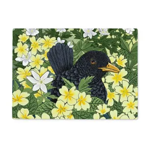 Primrose Blackbird Glass Chopping Board