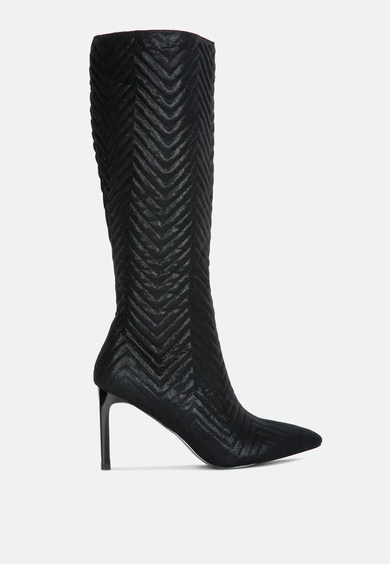 Prinkles Quilted Italian Block Heel Calf Boots