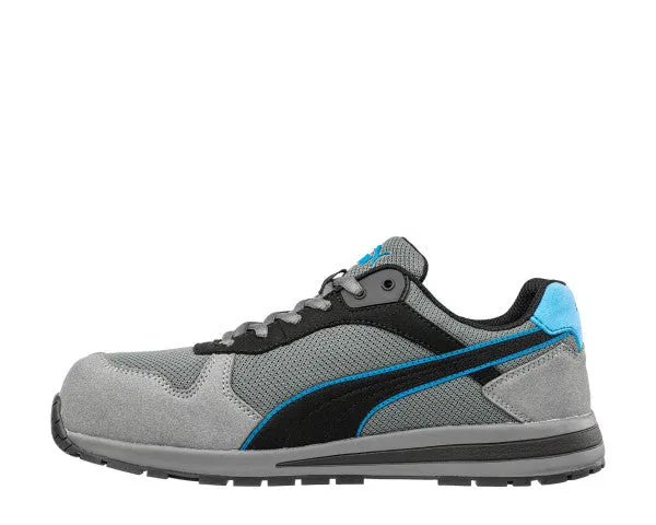 Puma Men's 643035 Front Side Gray Blue Low Composite Safety Toe Metal Free Work Shoes