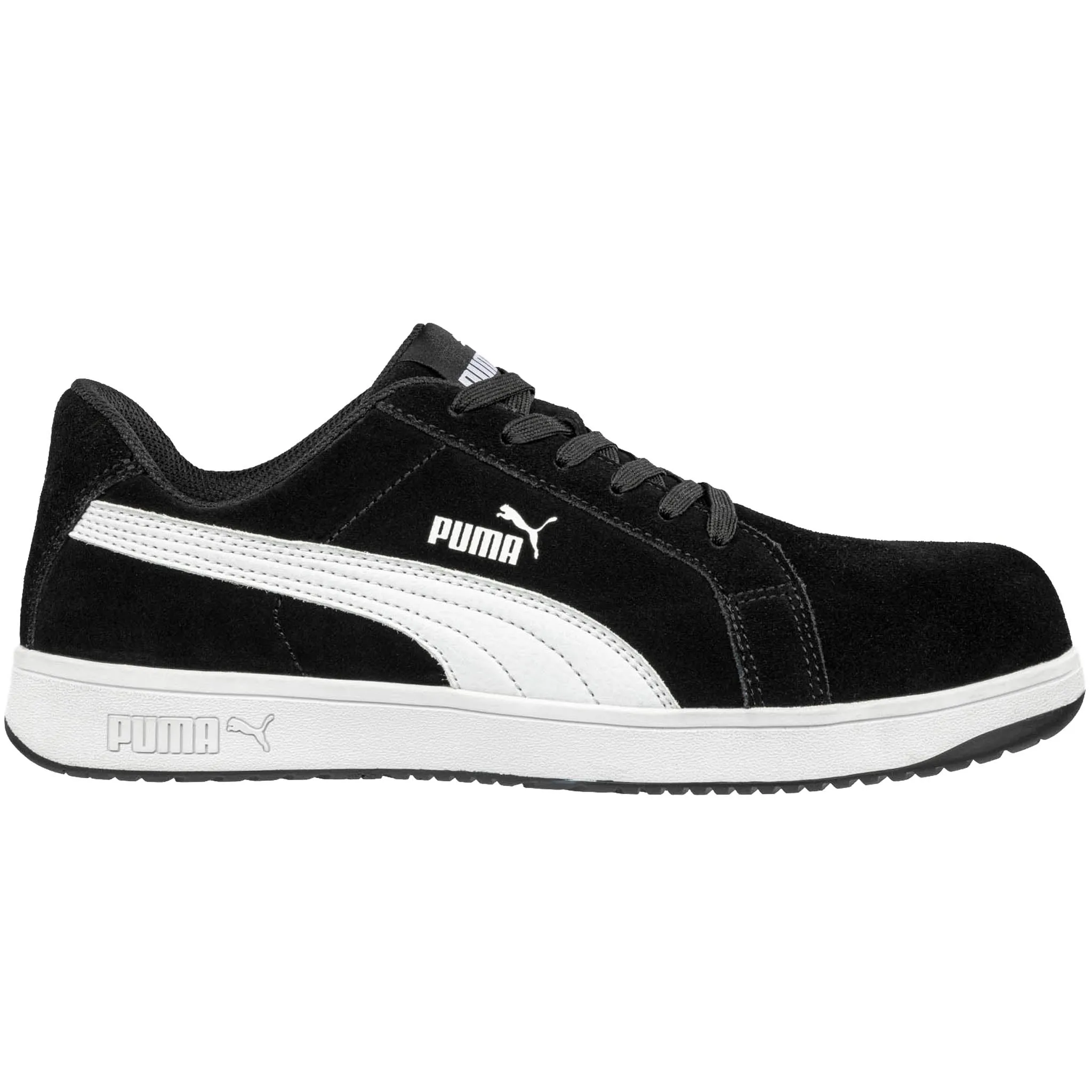 Puma Women's 640115 Iconic Suede Low Black White Composite Safety Toe Metal Free Work Shoes