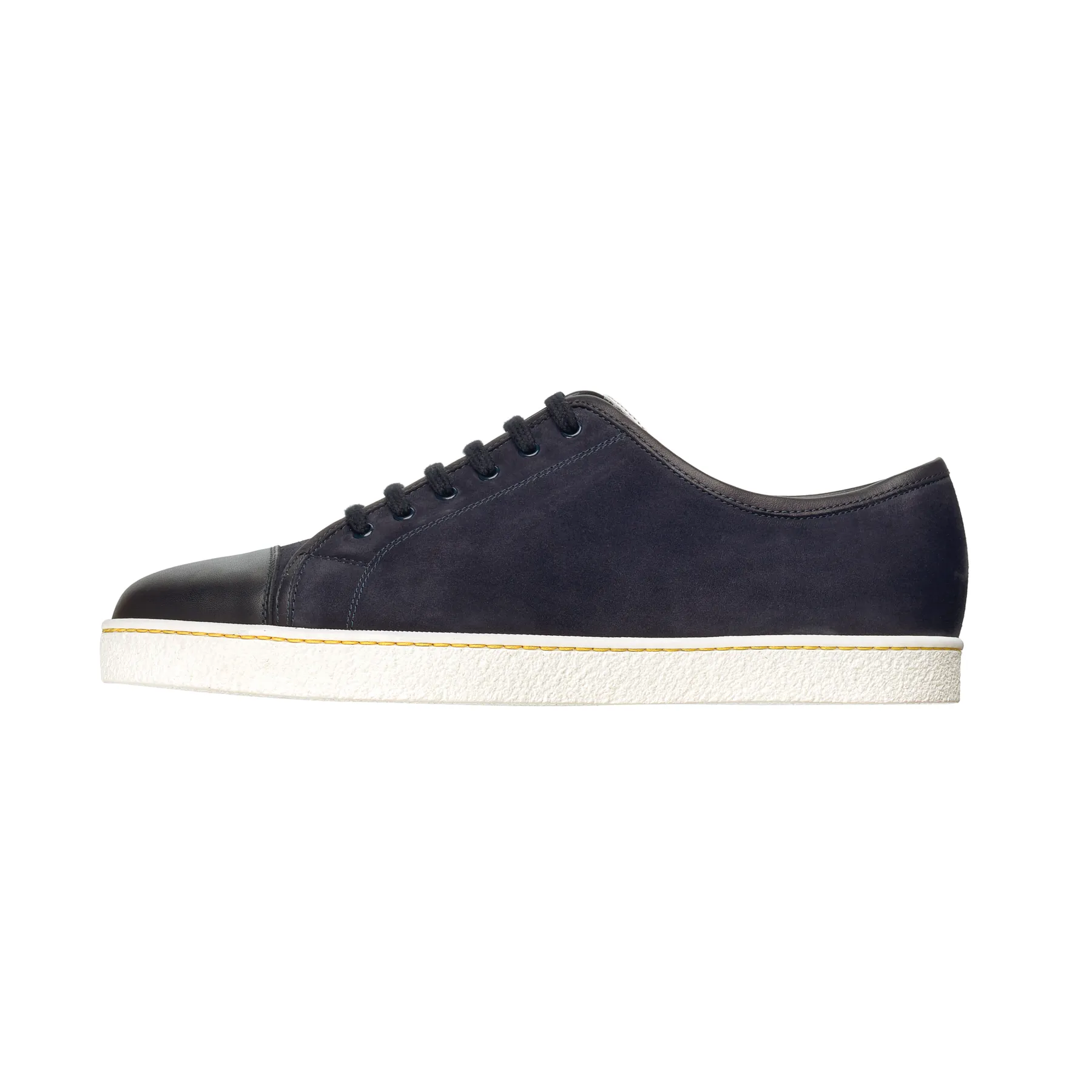 "Levah" Suede and Leather Sneakers in Dark Blue