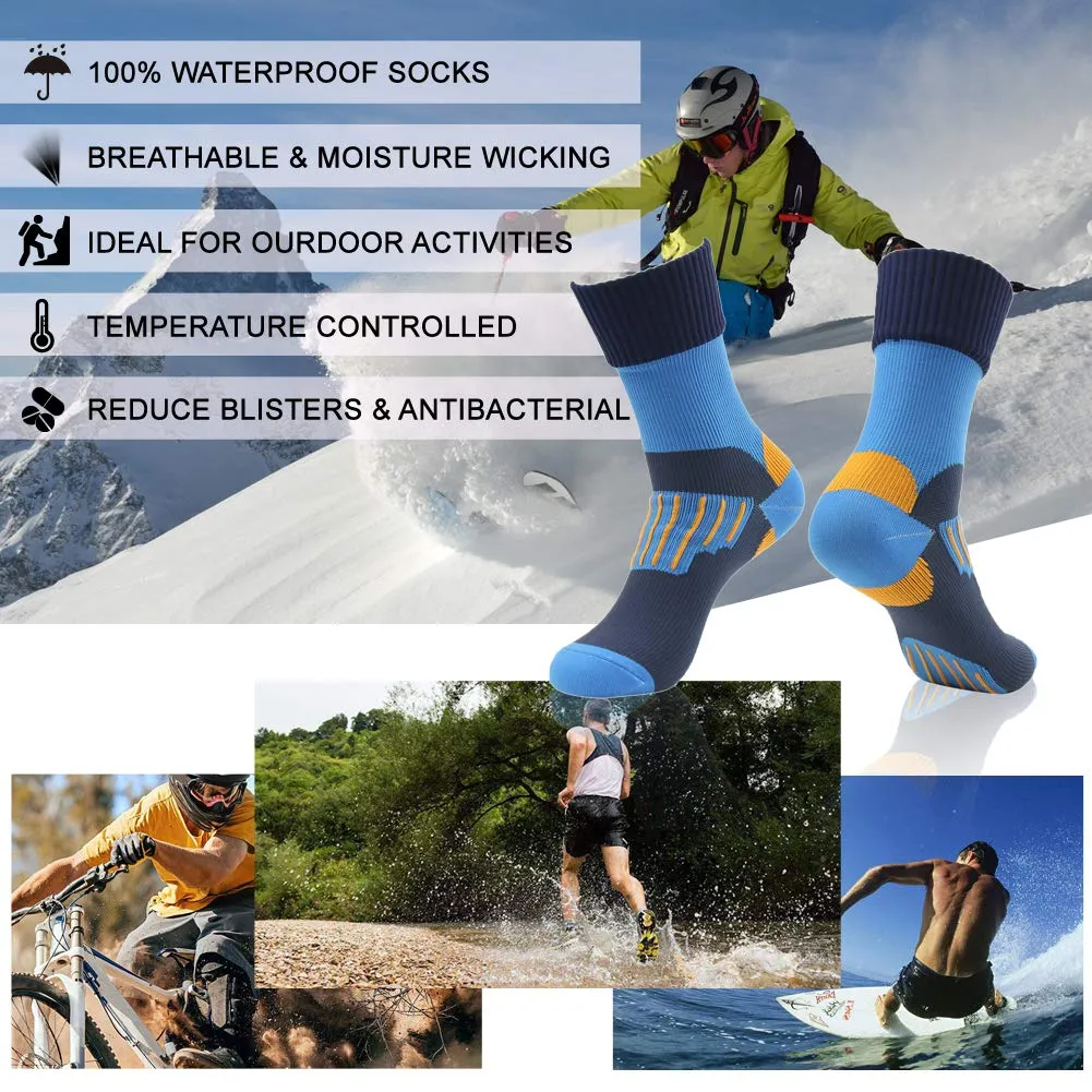 RANDY SUN Men's Women's Fashion Waterproof Windproof Work Socks Hiking Mountain Bike Socks Winter 1 Pair (Blue,Small)