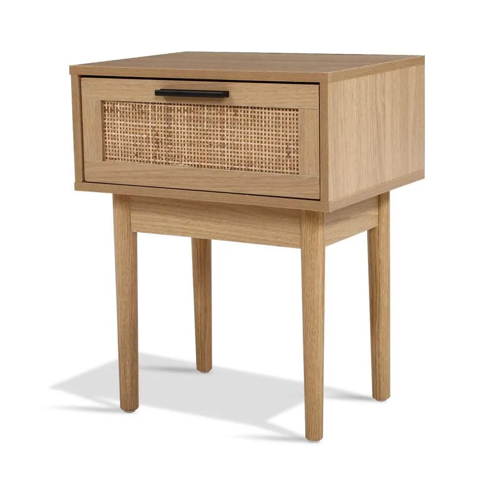 Rattan Bedside Table with Drawer