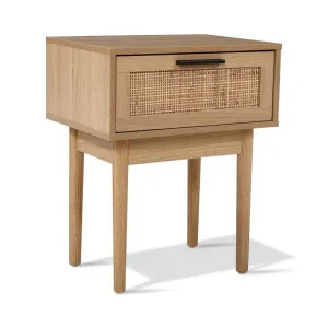 Rattan Bedside Table with Drawer