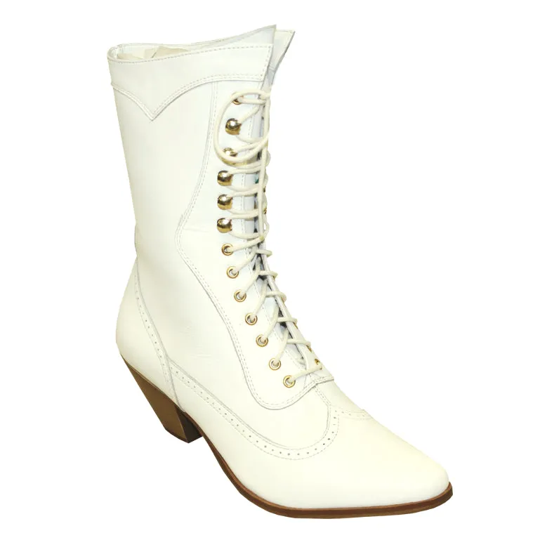 Rawhide Ladies 8″ White Victorian Leather Snip Toe Boot 5012