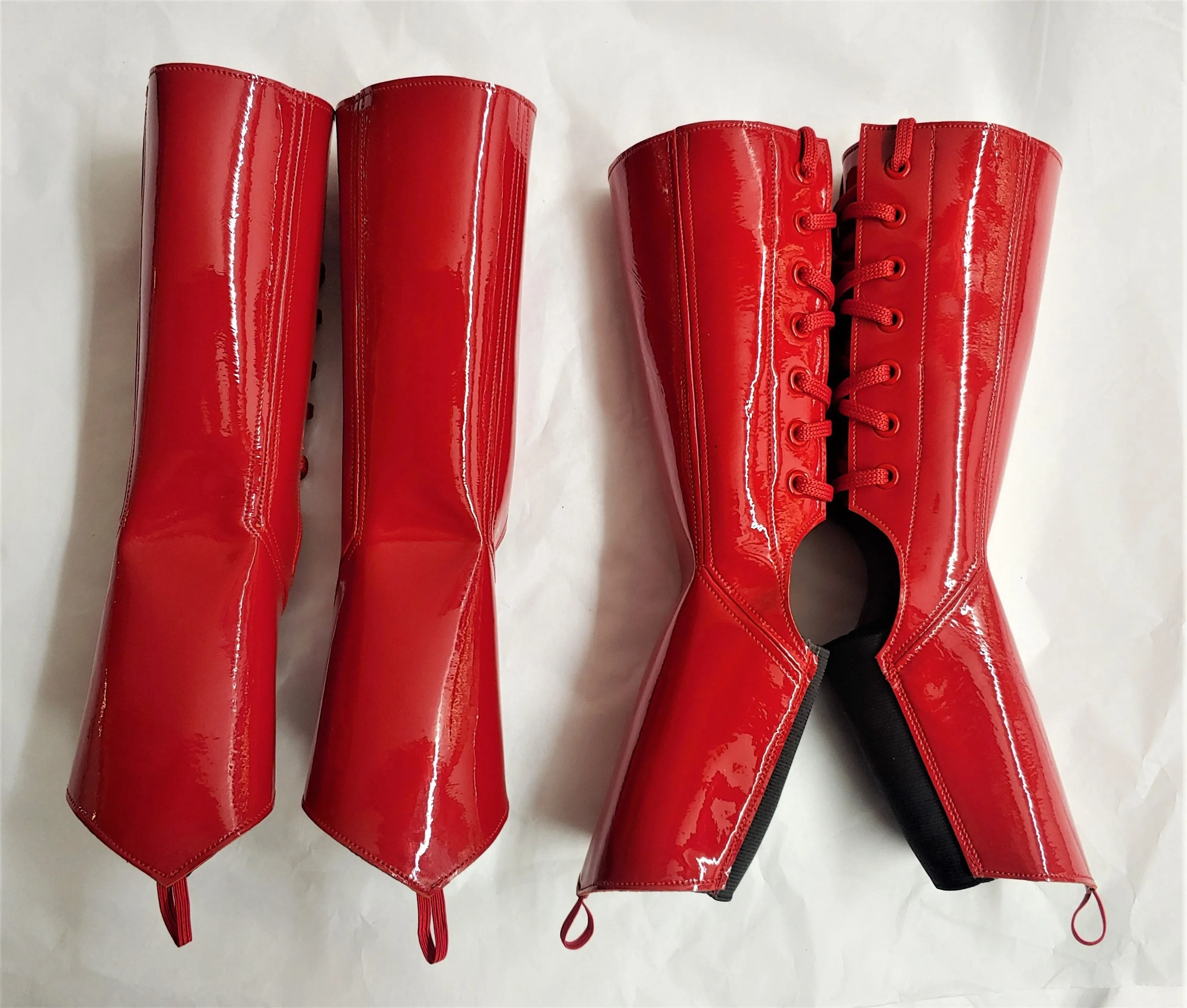 Red patent POLE DANCE & Aerial boots w/ TOE SLING