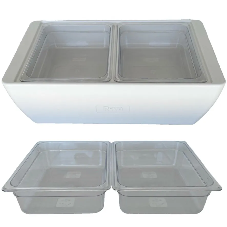 REVO HALF Food Pan Set | Two 1/2 Size Polycarbonate 4" deep