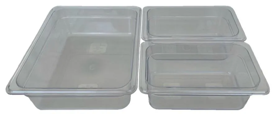 REVO MIX Pan Set | Polycarbonate 2.5" deep | One 1/2 Size and Two 1/4 size food pans