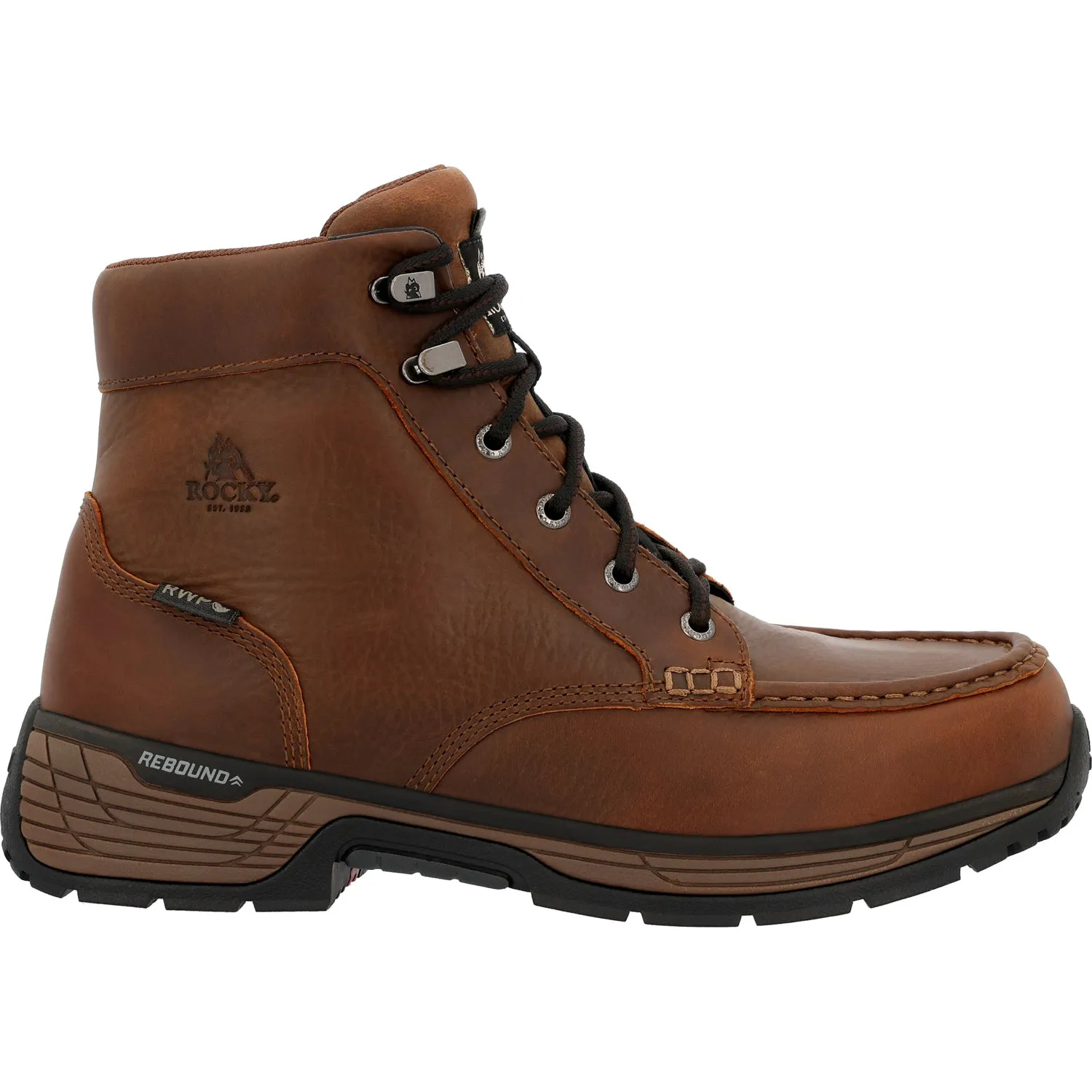 Rocky Mens Treadflex 6in WP CT Crazy Horse Leather Work Boots