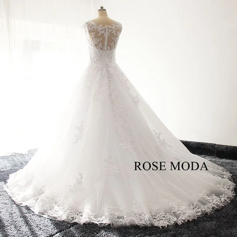 Rosemoda Dropped Waist Lace A Line Wedding Dress