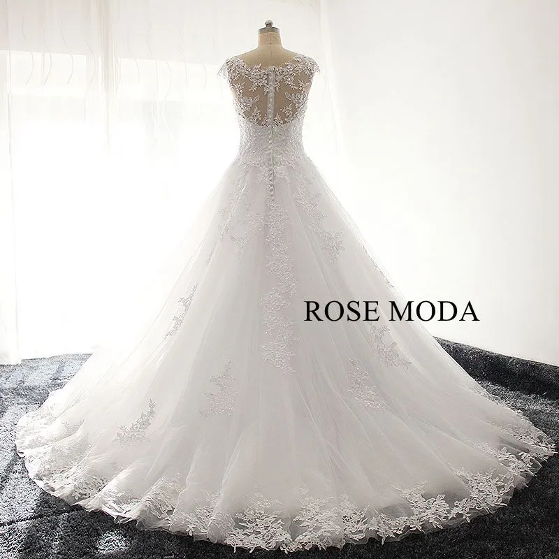 Rosemoda Dropped Waist Lace A Line Wedding Dress