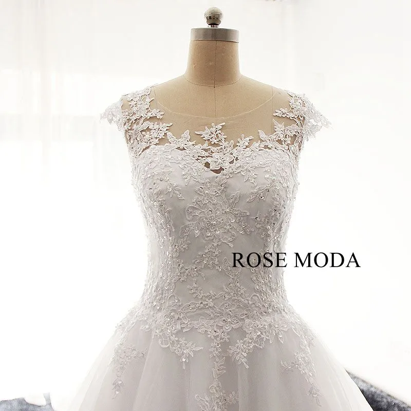 Rosemoda Dropped Waist Lace A Line Wedding Dress