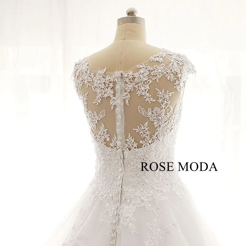 Rosemoda Dropped Waist Lace A Line Wedding Dress