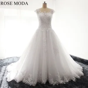 Rosemoda Dropped Waist Lace A Line Wedding Dress