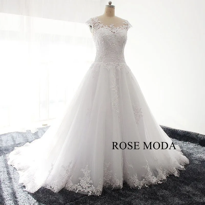 Rosemoda Dropped Waist Lace A Line Wedding Dress