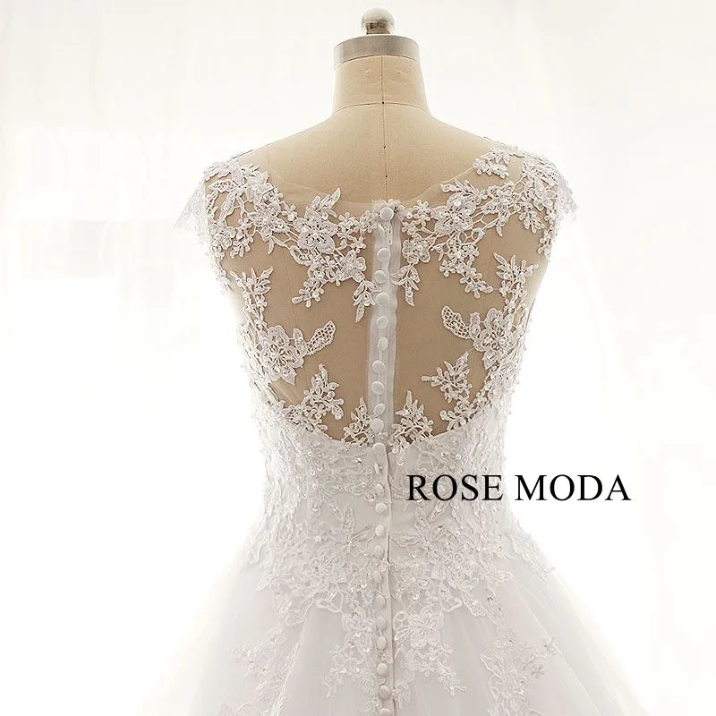 Rosemoda Dropped Waist Lace A Line Wedding Dress