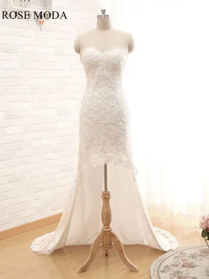 Rosemoda Short Front Long Back Lace Wedding Dress