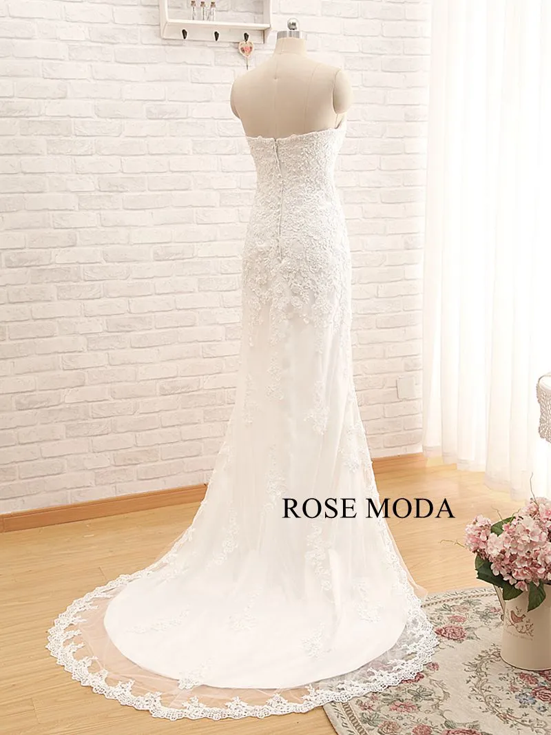 Rosemoda Short Front Long Back Lace Wedding Dress