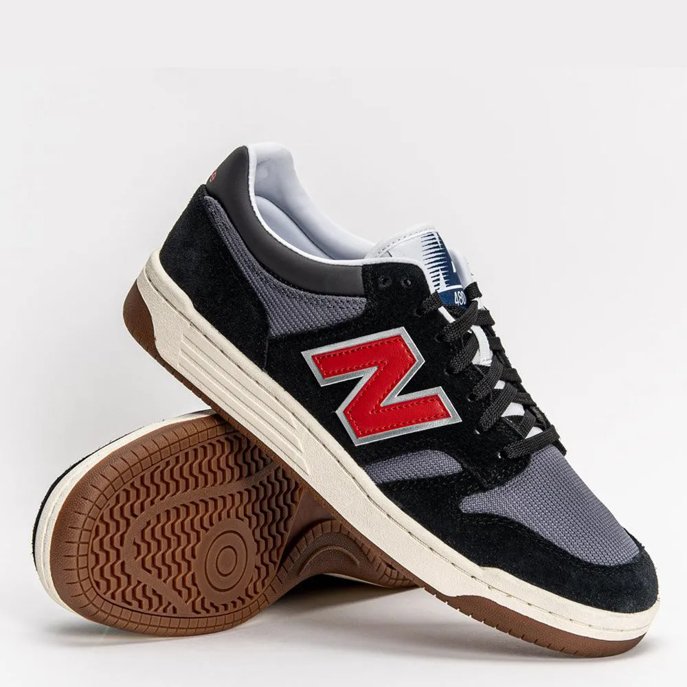 Scarpe Uomo NEW BALANCE Sneakers 480 in Suede e Mesh colore Black e Red