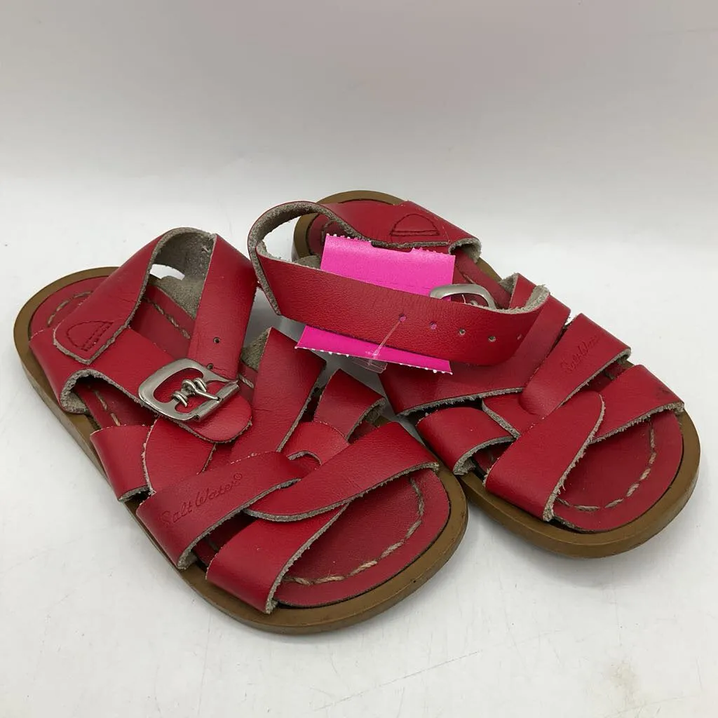 Size 6: Salt Water Red Leather Buckle Sandals