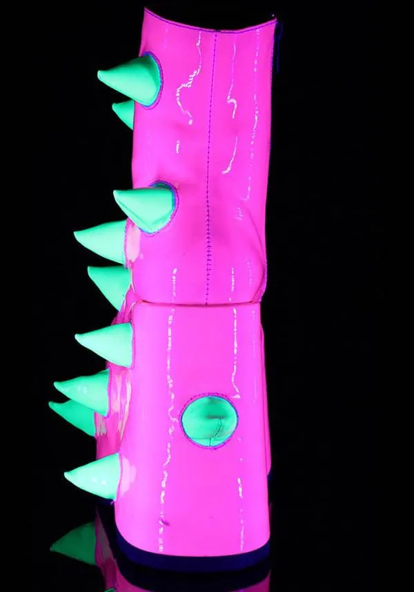 SLAY-77 UV [Neon Pink-Neon Green] | PLATFORM BOOTS [PREORDER]