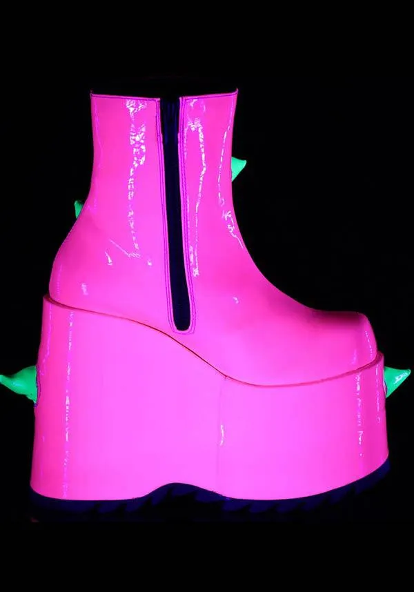 SLAY-77 UV [Neon Pink-Neon Green] | PLATFORM BOOTS [PREORDER]