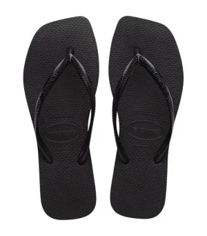 Slim Square Flip Flops Black