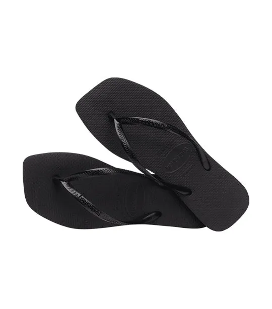 Slim Square Flip Flops Black