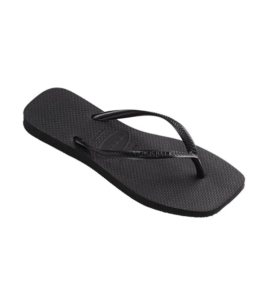 Slim Square Flip Flops Black