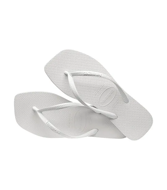 Slim Square Flip Flops White