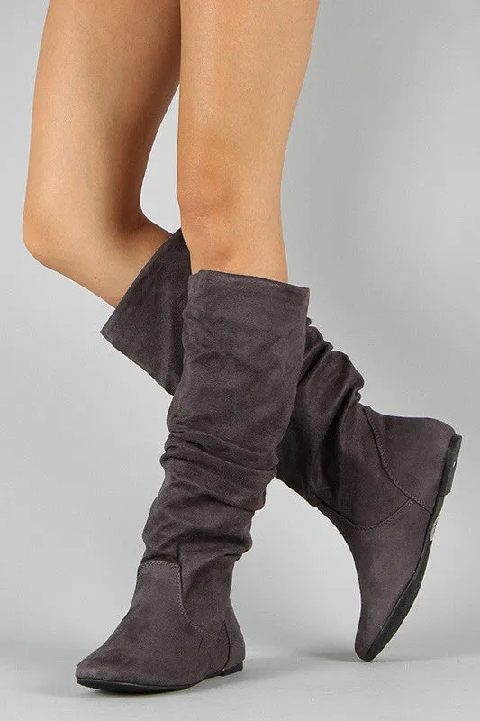 Soda Zuluu-S Suede Slouchy Knee High Flat Boot