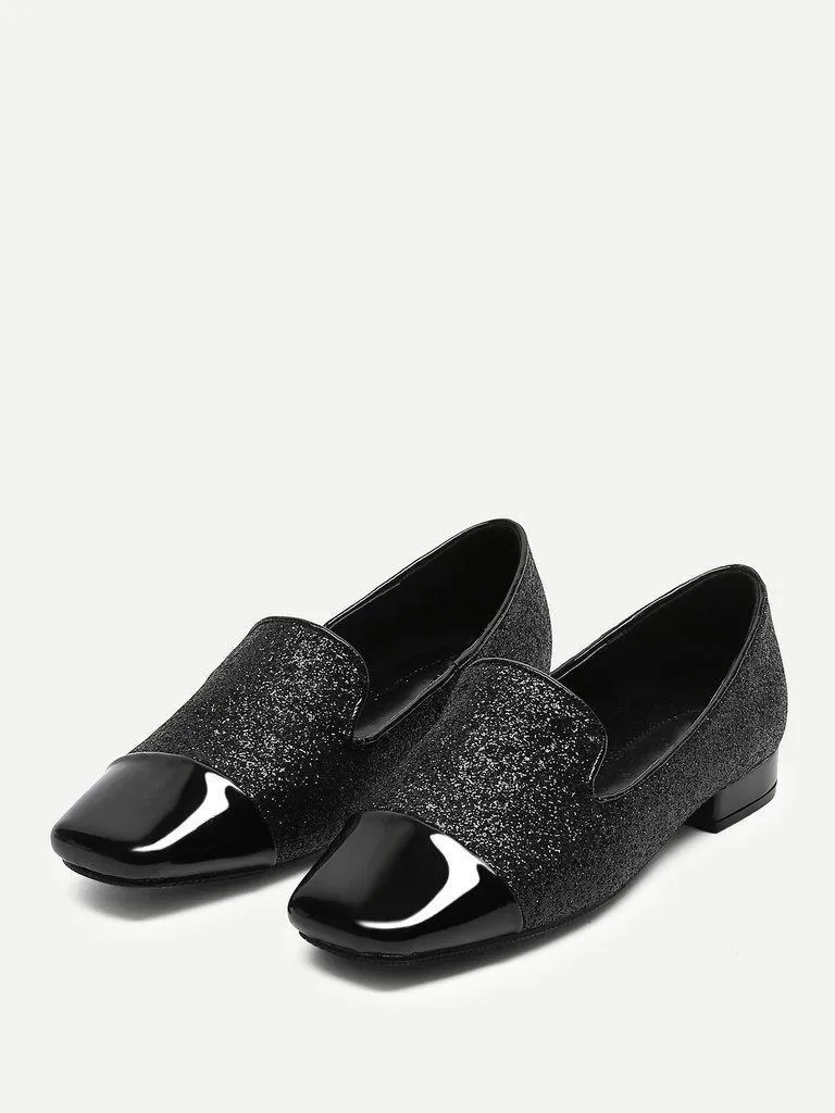 Square Toe Glitter Loafers