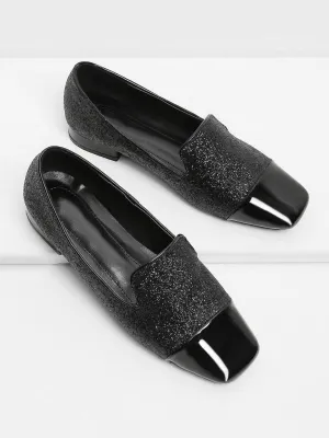 Square Toe Glitter Loafers