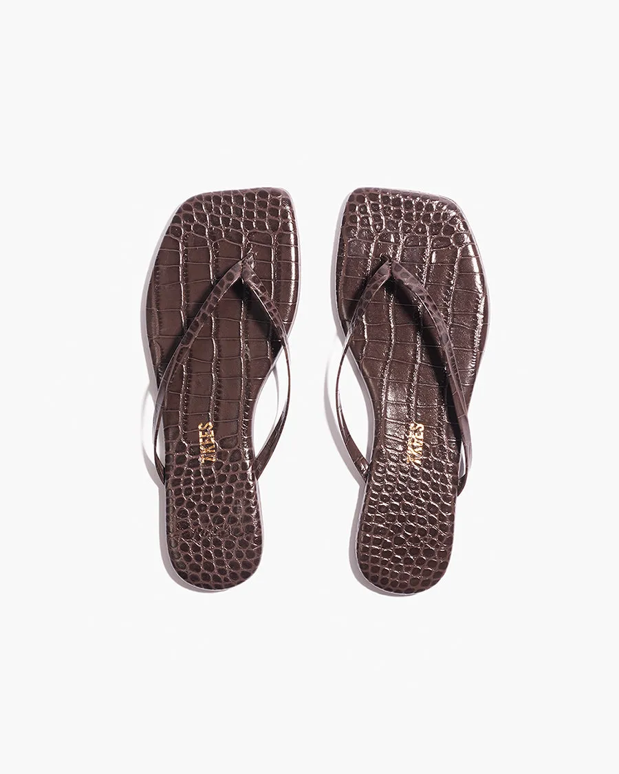 Square Toe Lily Croc - Carob