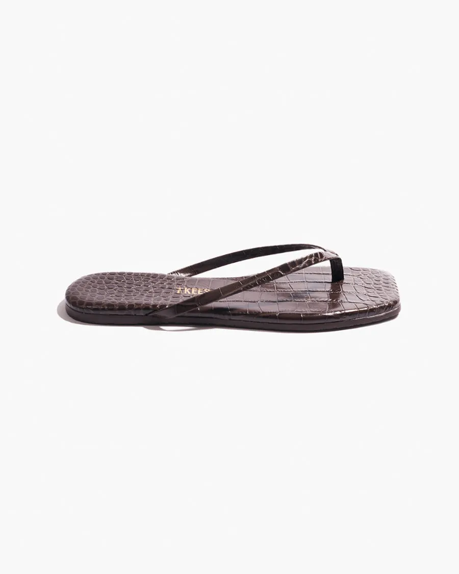 Square Toe Lily Croc - Carob