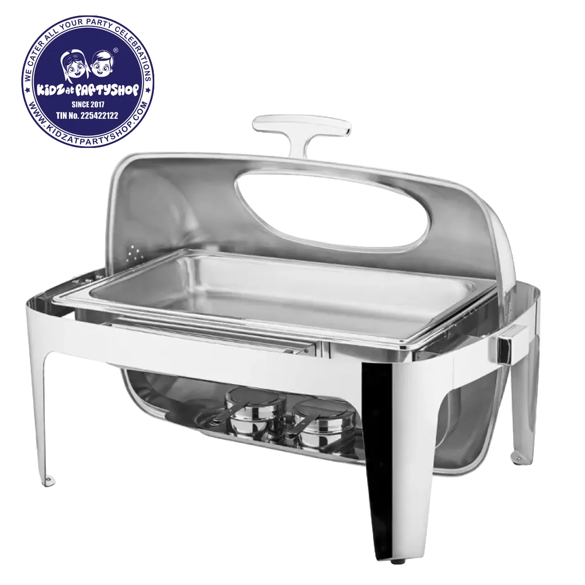 Stainless Steel Rectangular Roll-Top Buffet Chafing Dish, 8.5lts Rental