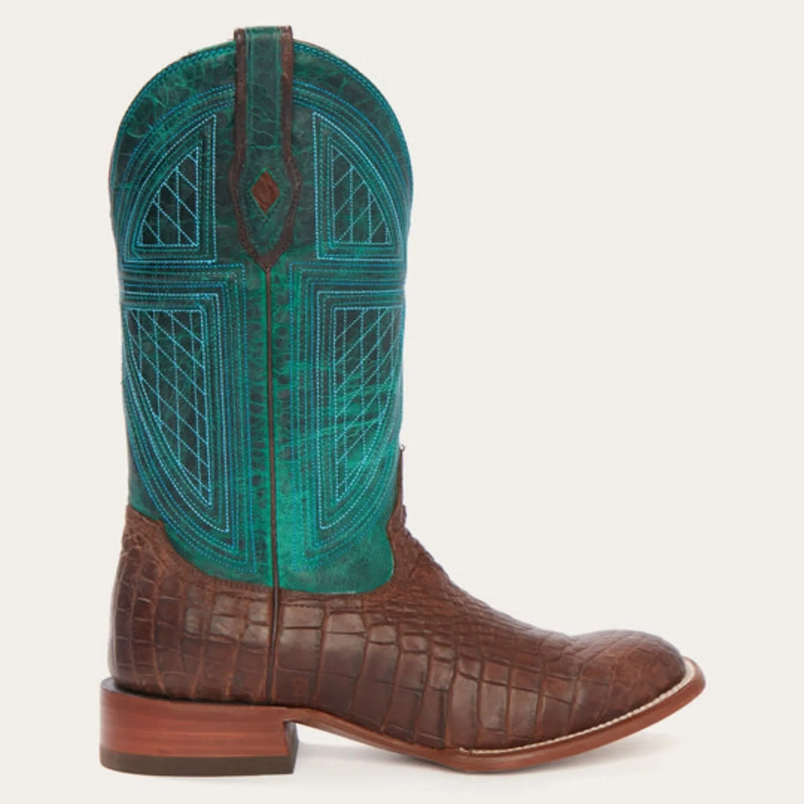 Stetson Men's Big Horn Tobacco Alligator Square Toe Cowboy Boots 0417