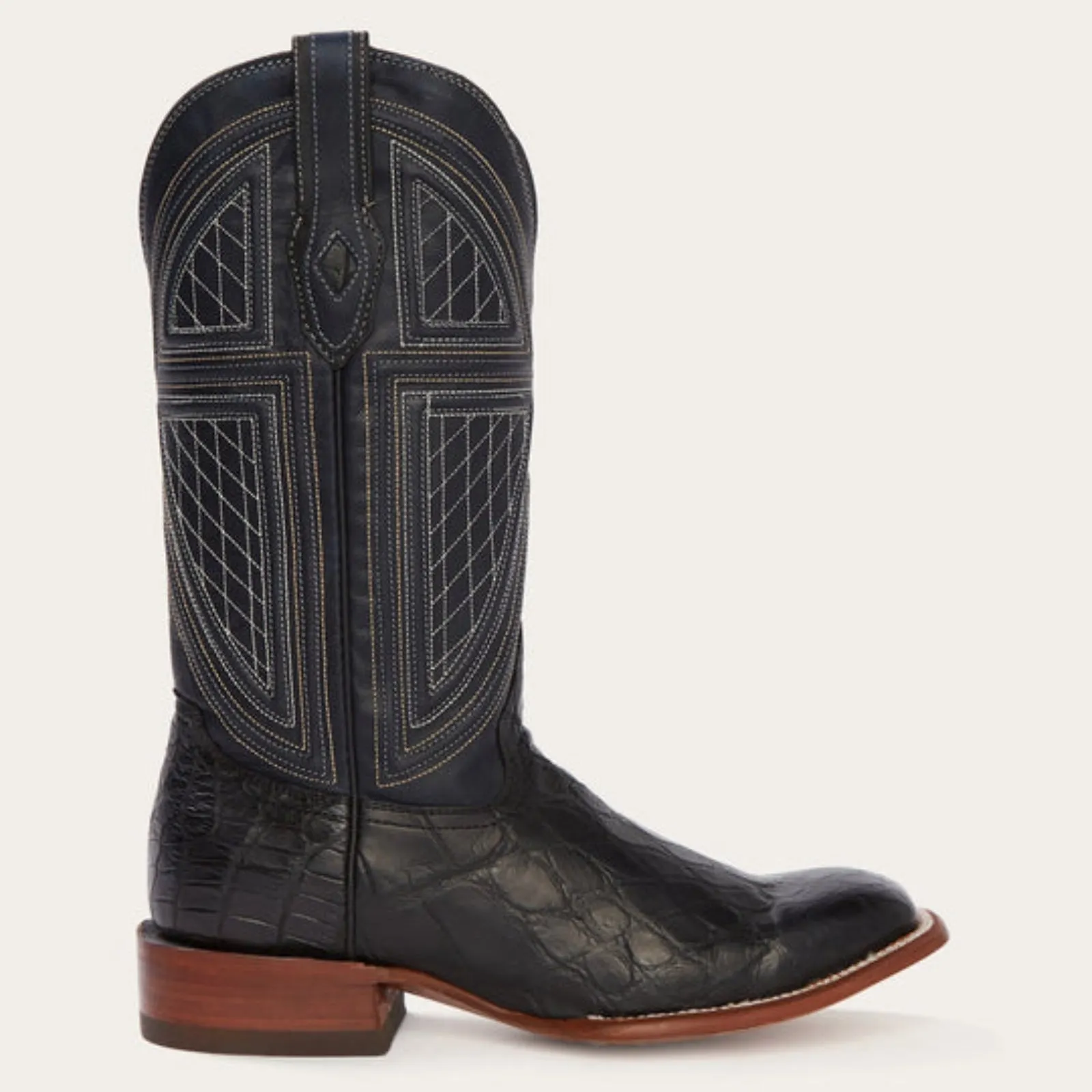 Stetson Men's Black Falls Alligator Square Toe Cowboy Boots 0416