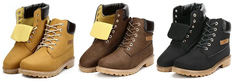 Suede leather man boot Winter men boots ankle shoes warm snow velvet fur work martin cowboy motorcycle male shoes lace-up