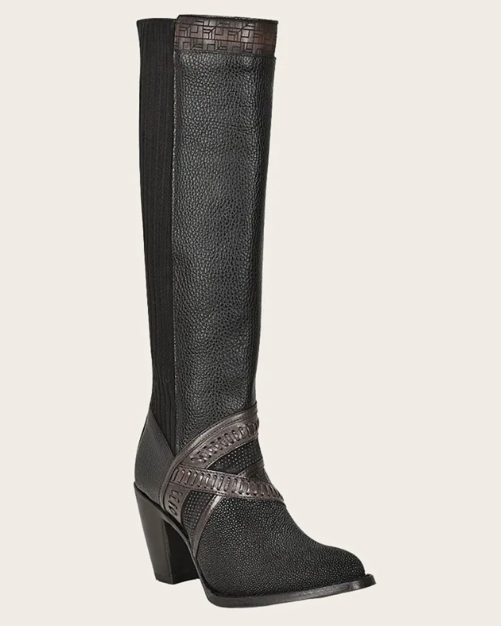 Tall black stingray boot