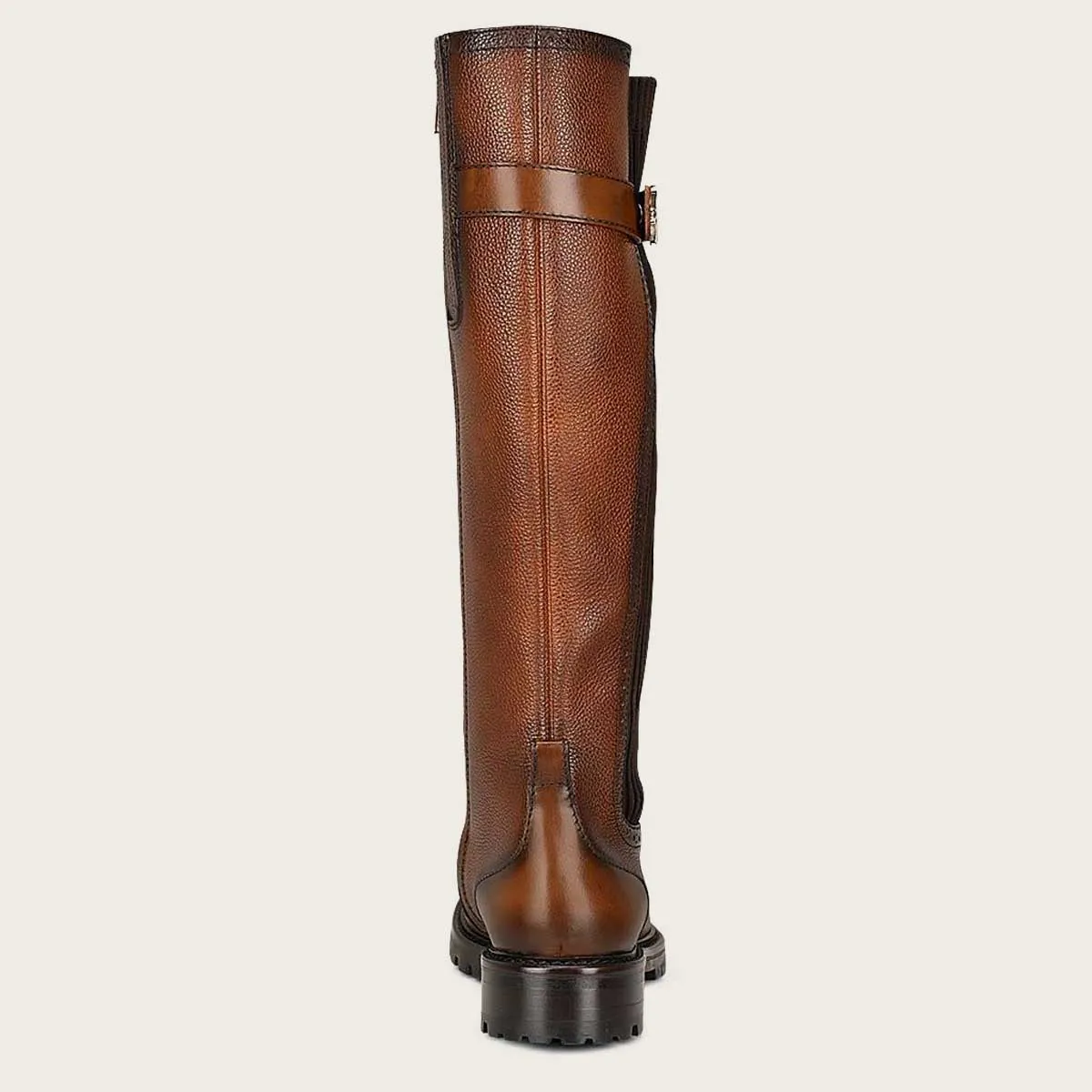 Tall honey bovine riding boot