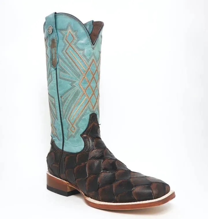 Tanner Mark Women's 'Kaci Mae' Print Monster Fish Square Toe Boots Choco TML207072