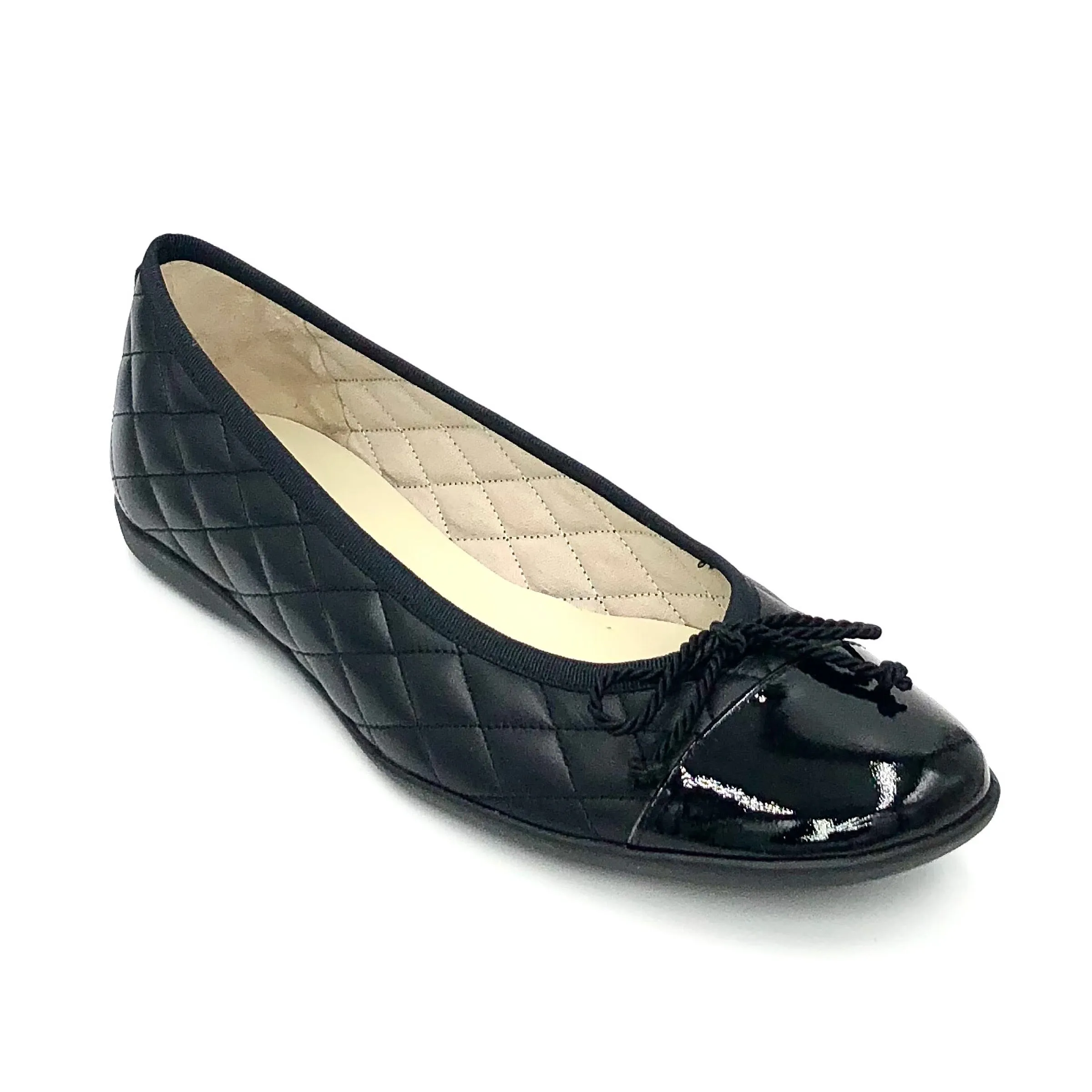 The Quilted Cap Toe Ballet in Black